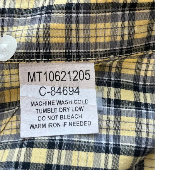 CINCH Mens L Yellow Plaid Button Down Long Sleeves Western/Cowboy Top - Picture 4 of 11